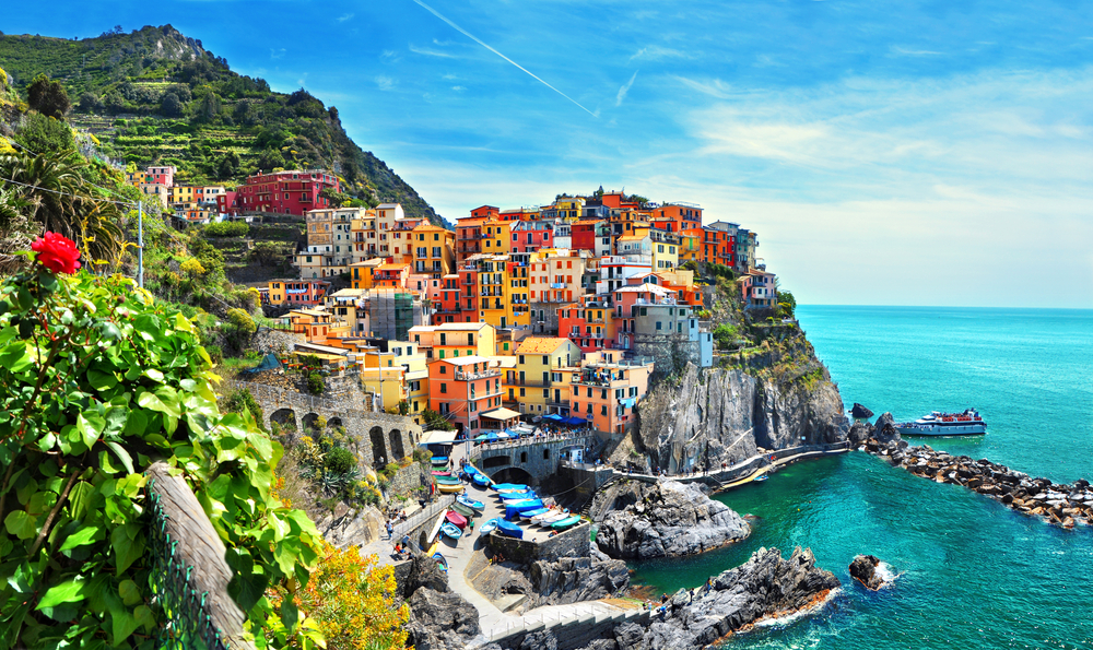 Cinque Terre National Park blue sky city